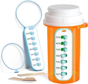2 Pack Pill Reminder, Lanyad or Sticker Pill Tracker, Work with Most Bottles