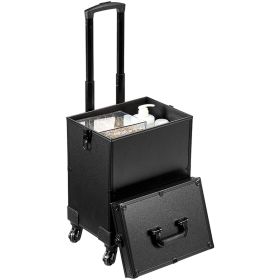 5 in 1 Professional Makeup Train Case Aluminum Cosmetic Case, Rolling Makeup Case Extra Large Trolley Makeup Travel Organizer