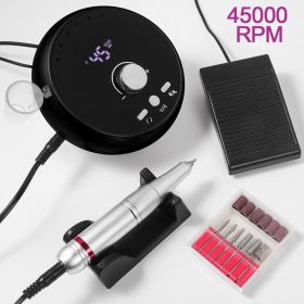 45000RPM Professional Electric Nail Drill Manicure Machine Low Noise Nails Sander Set Portable Nail Drill Tools, Used For Sanding And Polishing, (Option: BLACK)