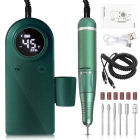 45000RPM Professional Nail Drills Kit With 6 Drill Bits, Portable Electric Nail Drill For Acrylic Nails Gel Polishing Removing, Rechargeable Nail (Option: Green)