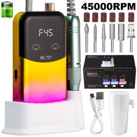 Professional Electric Nail Drill Machine Gradient - Solid Color, 45000RPM Portable Rechargeable Efile Nail Drill Cordless,Electric Nail File Kit (Option: Yellow)